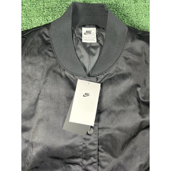 Nike Women SZ: S Black Varsity Woven Bomber Jacket New - Picture 4 of 10